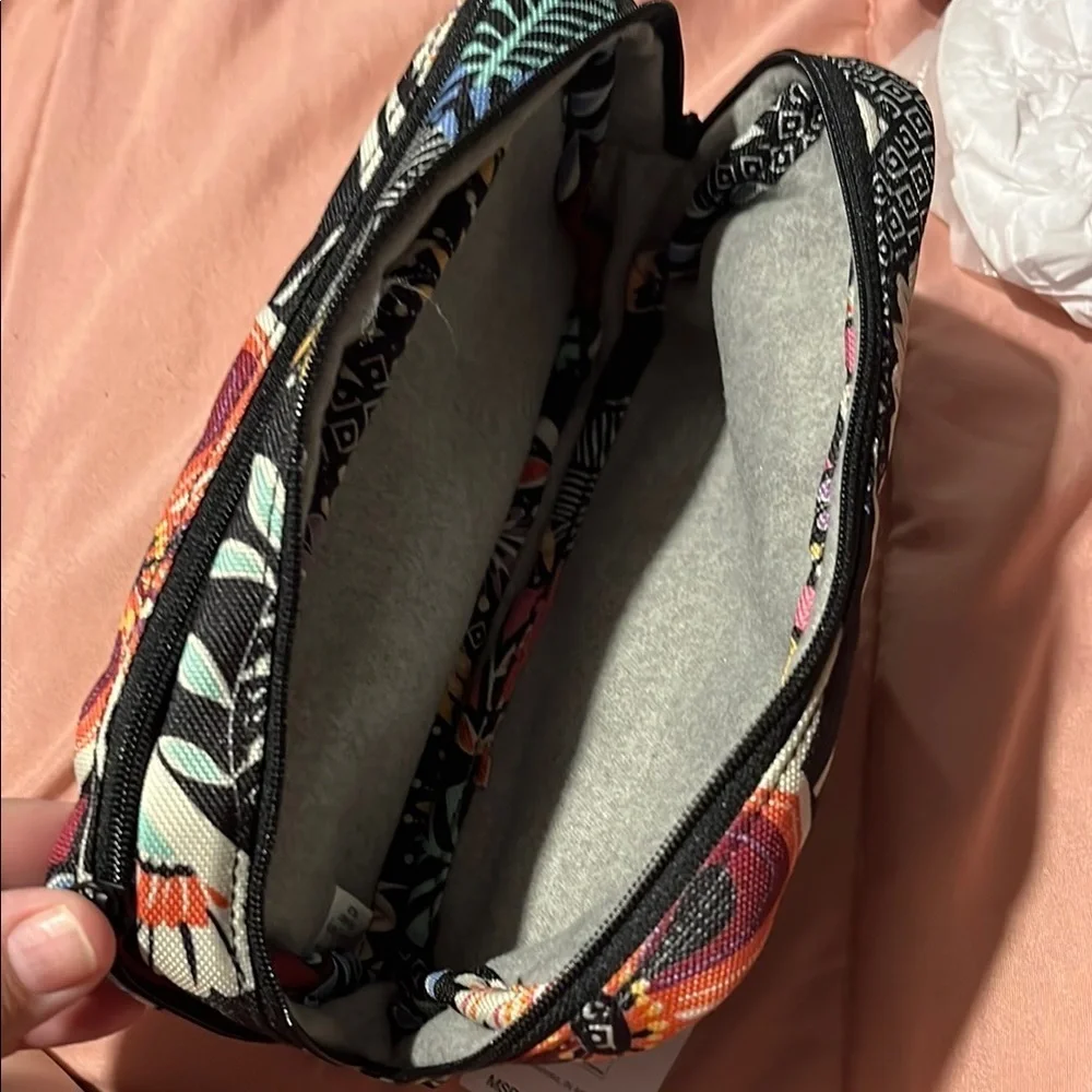 Vera Bradley Black and Pink Cosmetic Bag with Floral Design